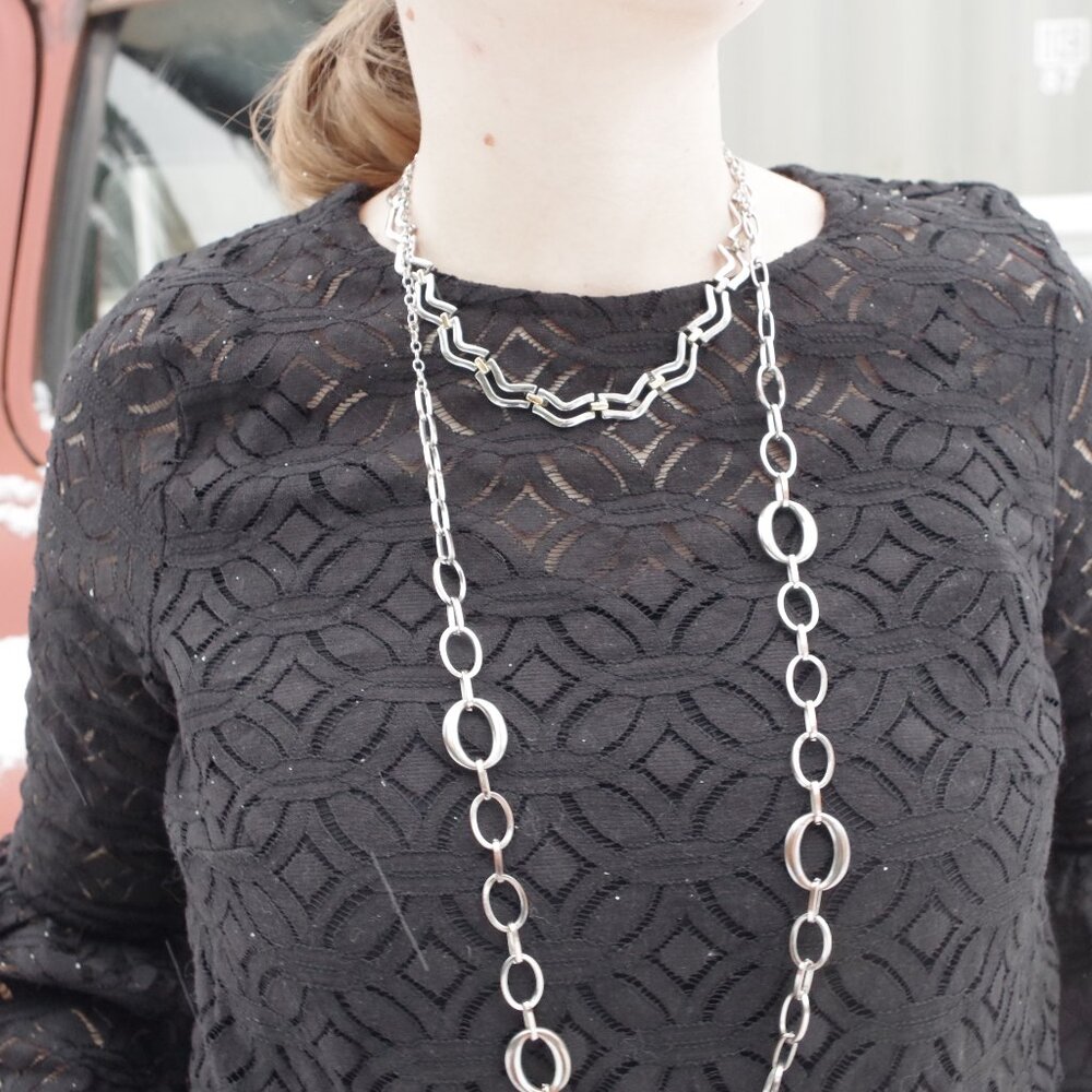 One  Silver Tone Chains One Signed ANM
